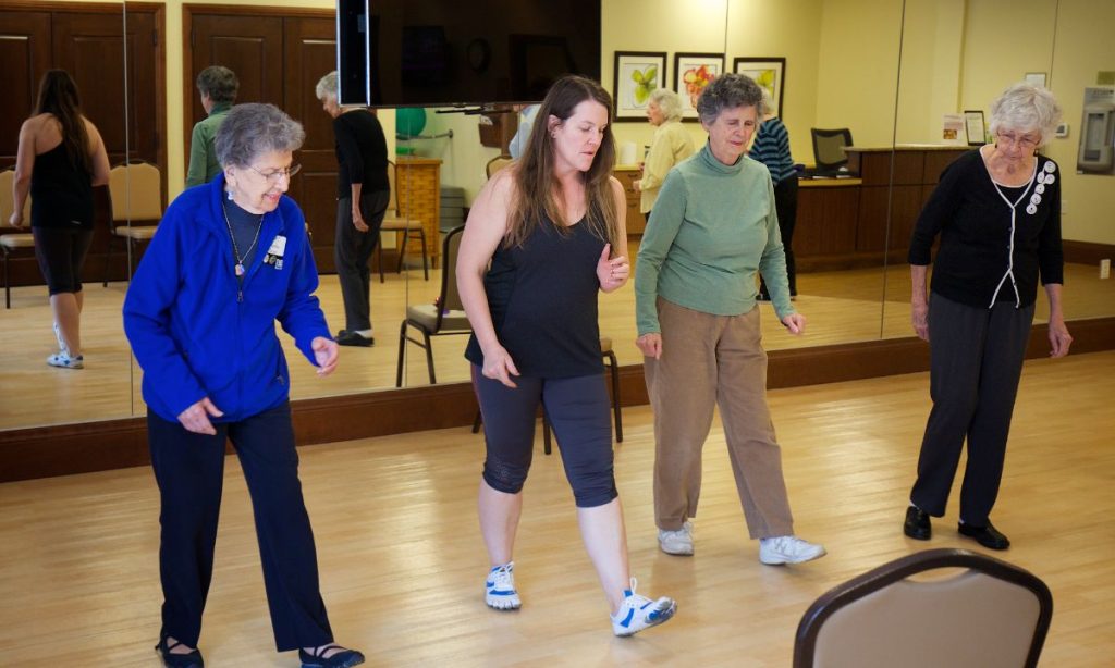 Residents enjoying dance class