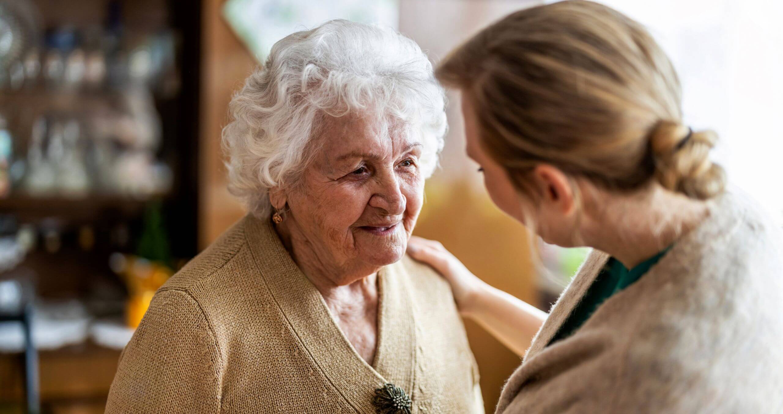Daughter talking with her mother