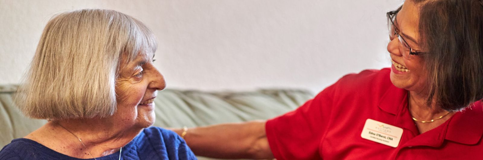 senior home care client talking