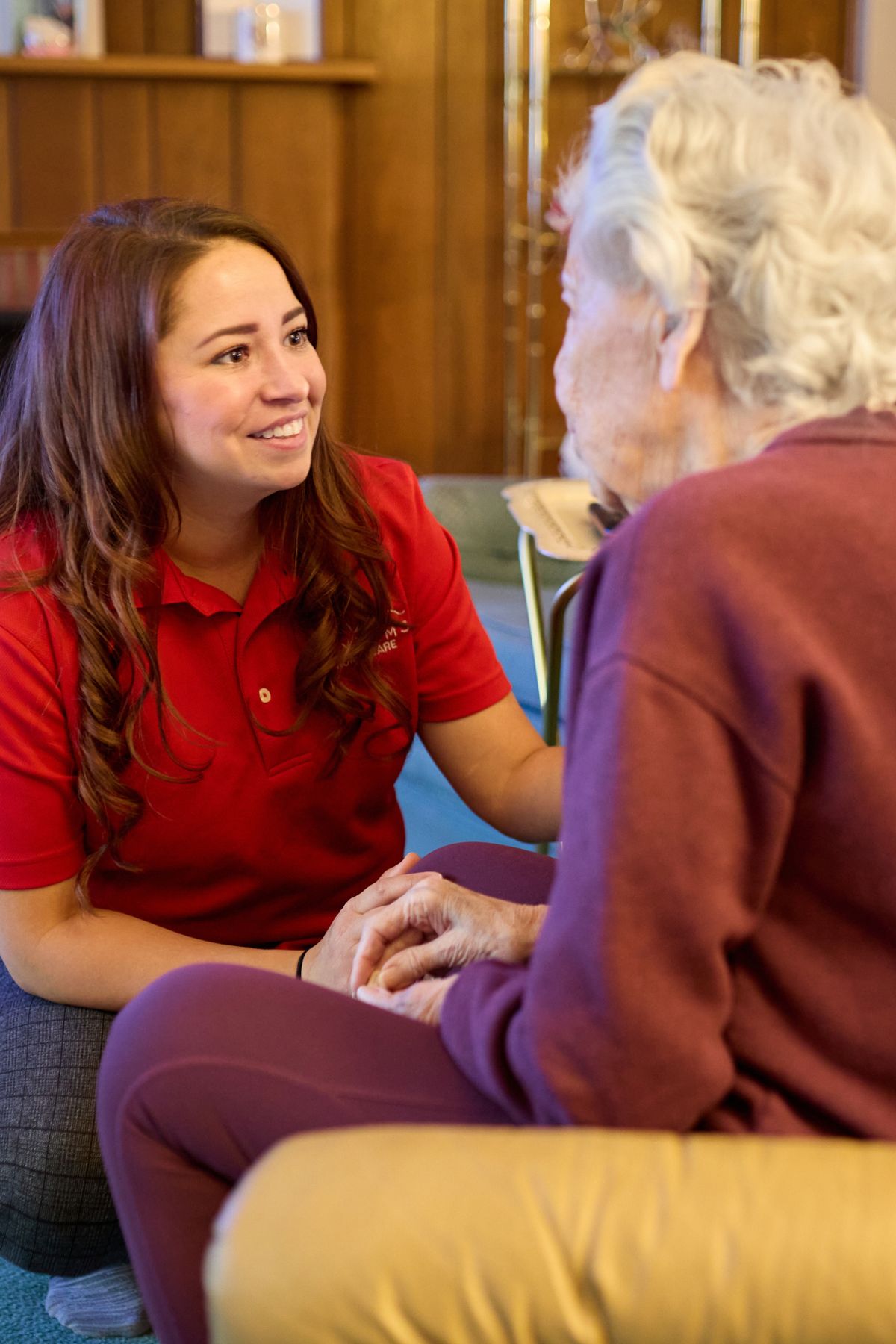 caregiver talking with client portrait