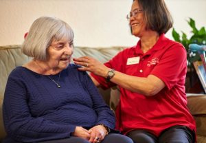 senior home care brushing hair 1 1 1024x710